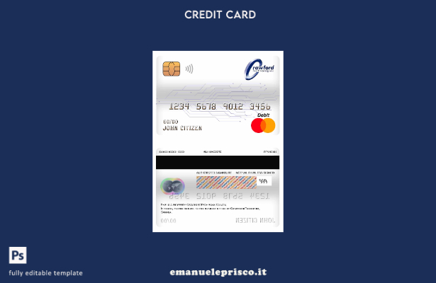 modello di carta di debito mastercard Canada Crawfordtech Bank in stile verifica